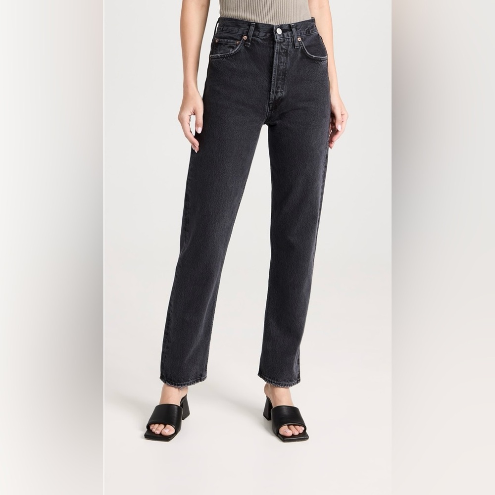 Agolde 90's pinch waist high rise straight in Black Tea